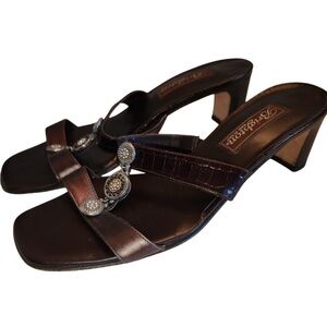 Brighton Theona Brown Leather Sandals Size 7.5M Made In Italy!